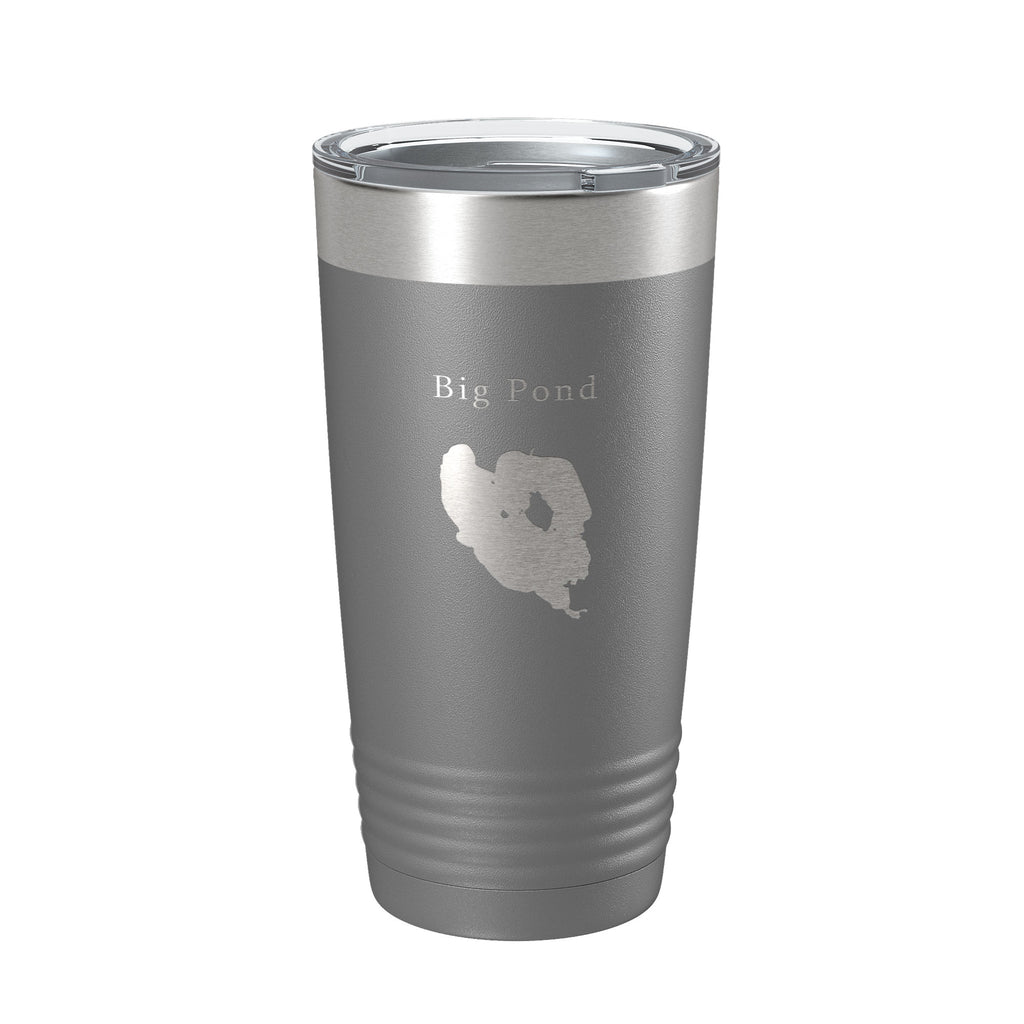 Big Pond Tumbler Lake Map Travel Mug Insulated Laser Engraved Coffee Cup Massachusetts 20 oz