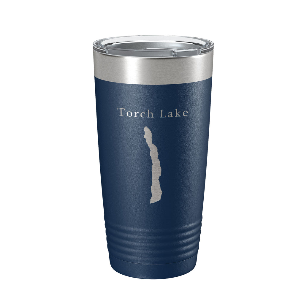 Torch Lake Map Tumbler Travel Mug Insulated Laser Engraved Coffee Cup Michigan 20 oz