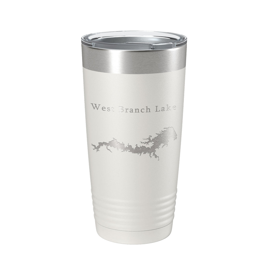 West Branch Lake Map Tumbler Travel Mug Insulated Laser Engraved Coffee Cup Ohio 20 oz