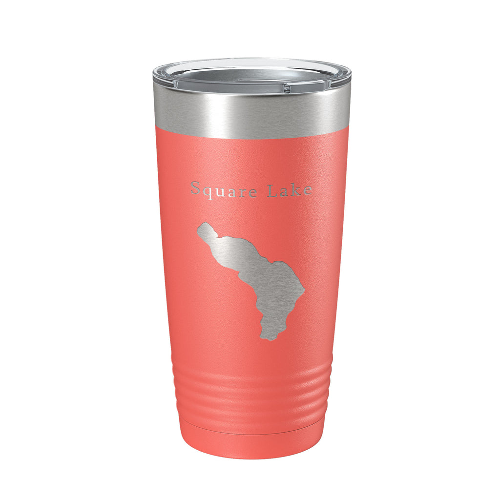 Square Lake Map Tumbler Travel Mug Insulated Laser Engraved Coffee Cup Maine 20 oz