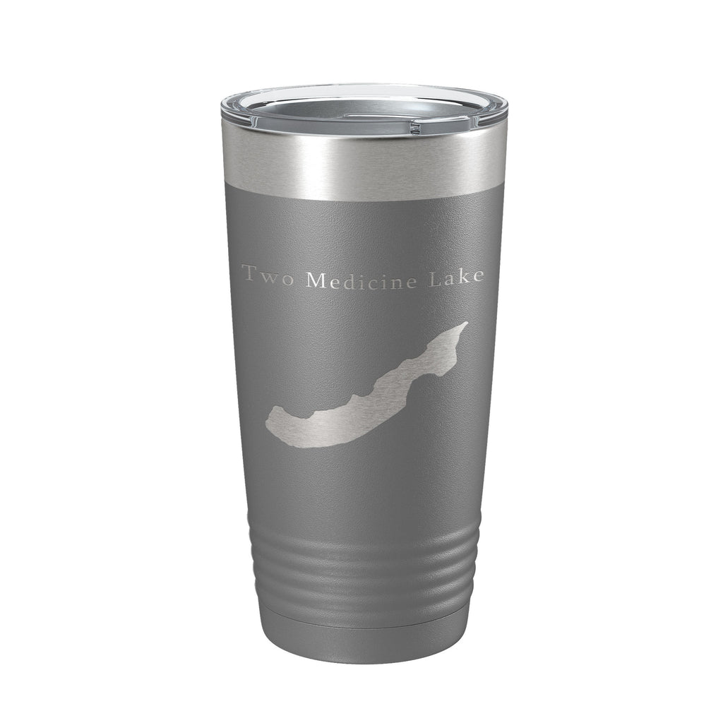 Two Medicine Lake Map Tumbler Travel Mug Insulated Laser Engraved Coffee Cup Montana 20 oz