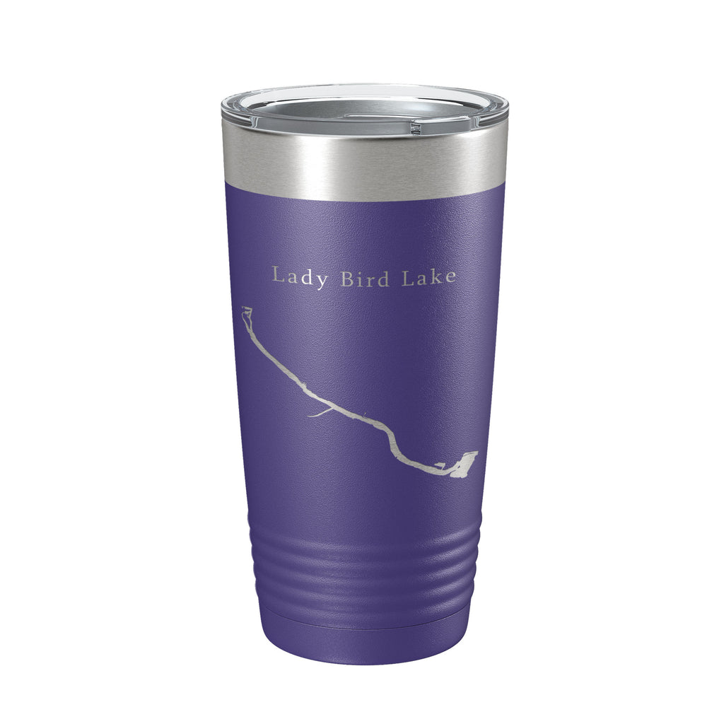 Lady Bird Lake Map Tumbler Travel Mug Insulated Laser Engraved Coffee Cup Austin Texas 20 oz