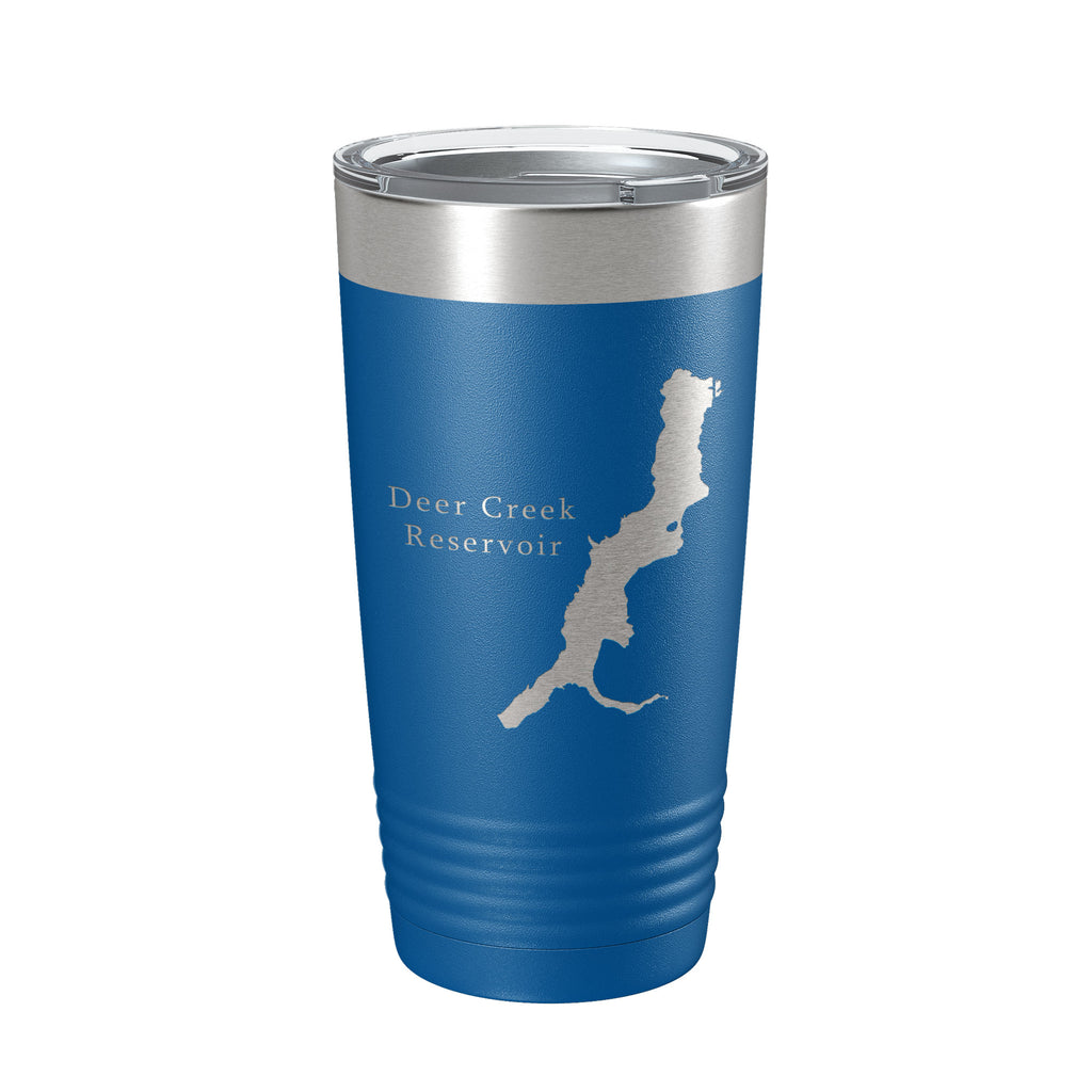 Deer Creek Reservoir Tumbler Lake Map Travel Mug Insulated Laser Engraved Coffee Cup Utah 20 oz