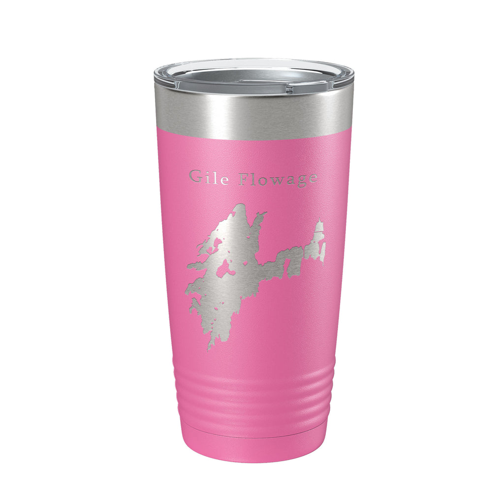 Gile Flowage Tumbler Lake Map Travel Mug Insulated Laser Engraved Coffee Cup Wisconsin 20 oz