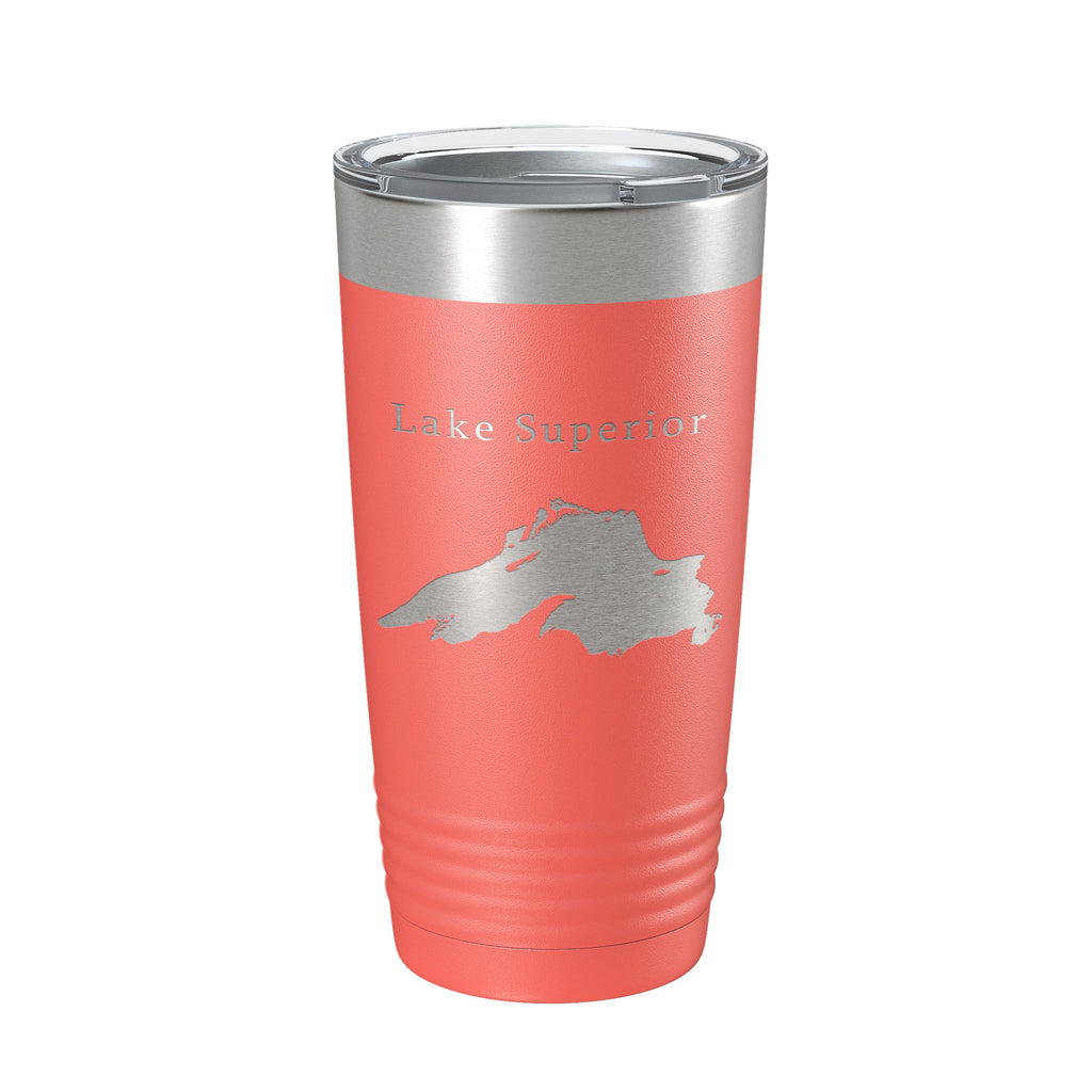 Lake Superior Map Tumbler Travel Mug Insulated Laser Engraved Coffee Cup Michigan Minnesota Wisconsin 20 oz