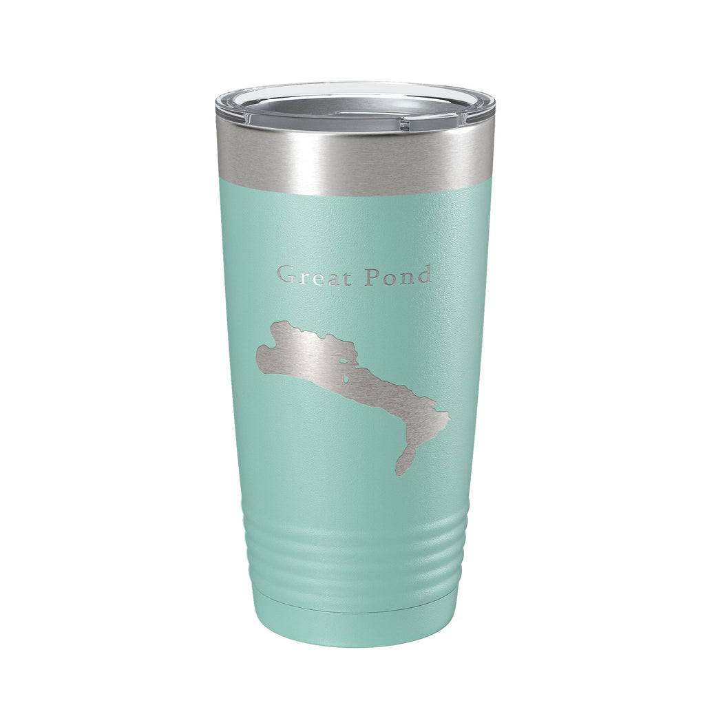 Great Pond Tumbler Lake Map Travel Mug Insulated Laser Engraved Coffee Cup Maine 20 oz