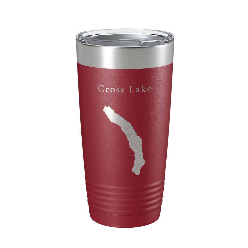 Cross Lake Map Tumbler Travel Mug Insulated Laser Engraved Coffee Cup Maine 20 oz