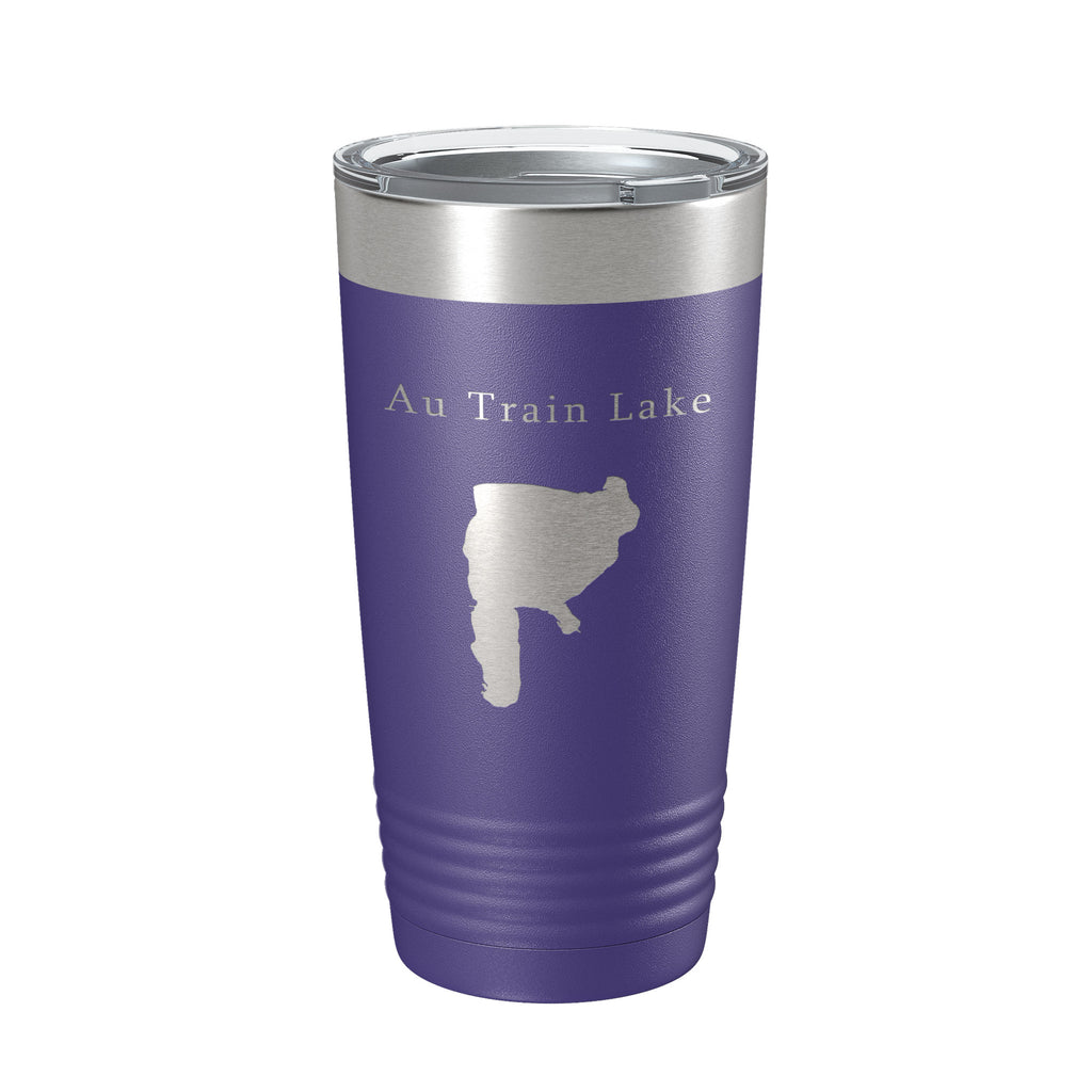 Au Train Lake Map Tumbler Travel Mug Insulated Laser Engraved Coffee Cup Michigan 20 oz