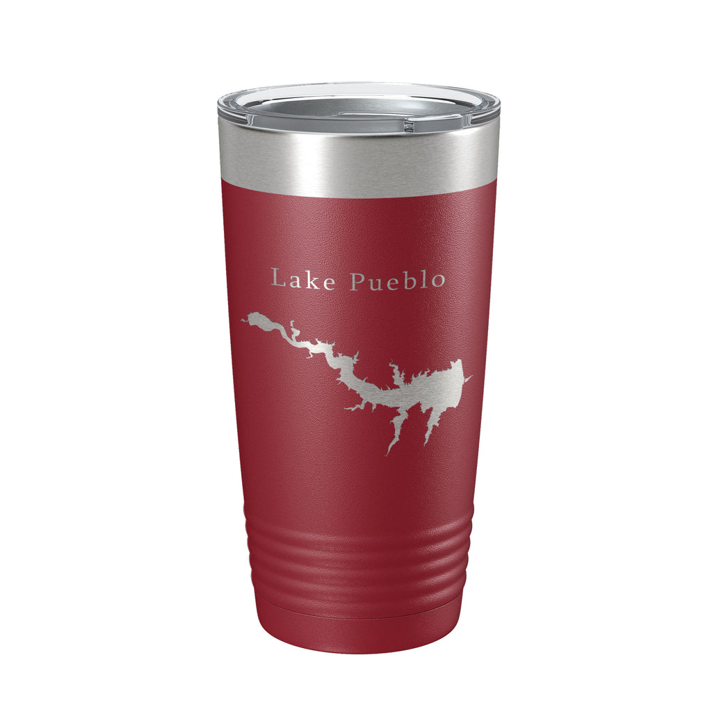 Lake Pueblo Map Tumbler Travel Mug Insulated Laser Engraved Coffee Cup Colorado 20 oz