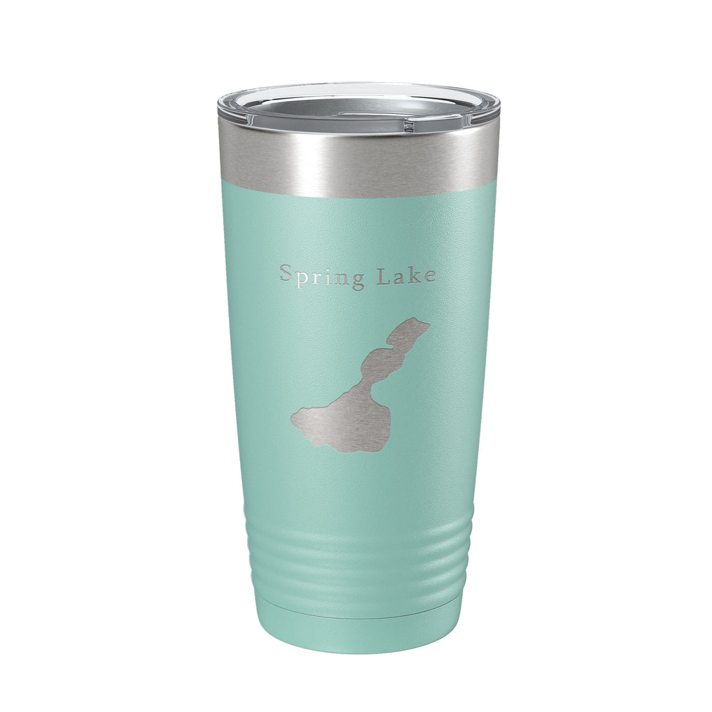 Spring Lake Map Tumbler Travel Mug Insulated Laser Engraved Coffee Cup Wisconsin Waukesha County Town of Mukwonago 20 oz