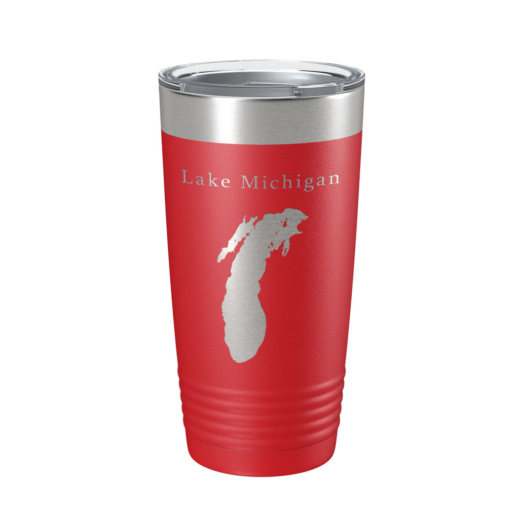 Lake Michigan Map Tumbler Travel Mug Insulated Laser Engraved Coffee Cup Illinois Wisconsin Indiana Michigan 20 oz