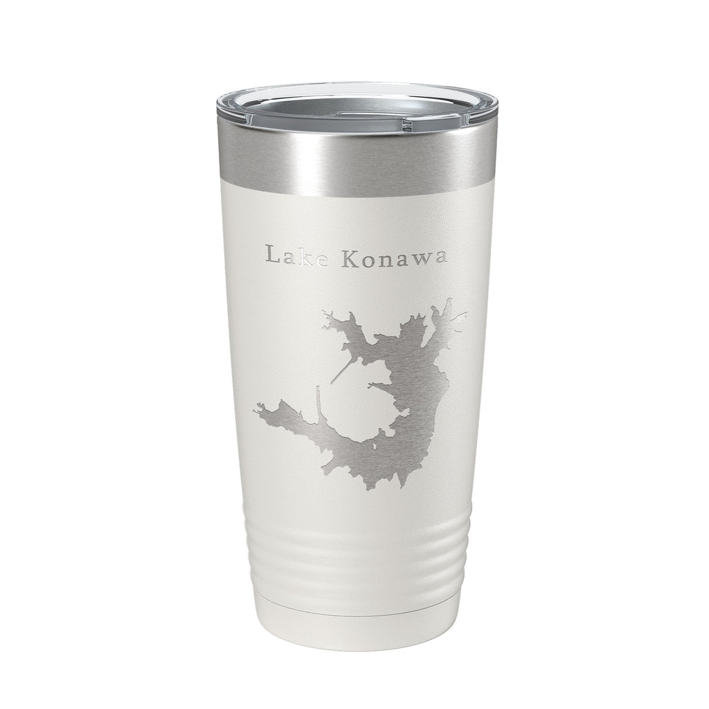 Lake Konawa Map Tumbler Travel Mug Insulated Laser Engraved Coffee Cup Oklahoma 20 oz