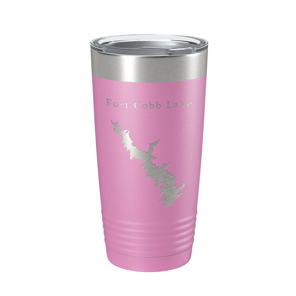 Fort Cobb Lake Map Tumbler Travel Mug Insulated Laser Engraved Coffee Cup Oklahoma 20 oz