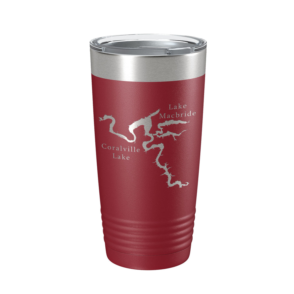 Coralville Lake Macbride Map Tumbler Travel Mug Insulated Laser Engraved Coffee Cup Iowa River 20 oz