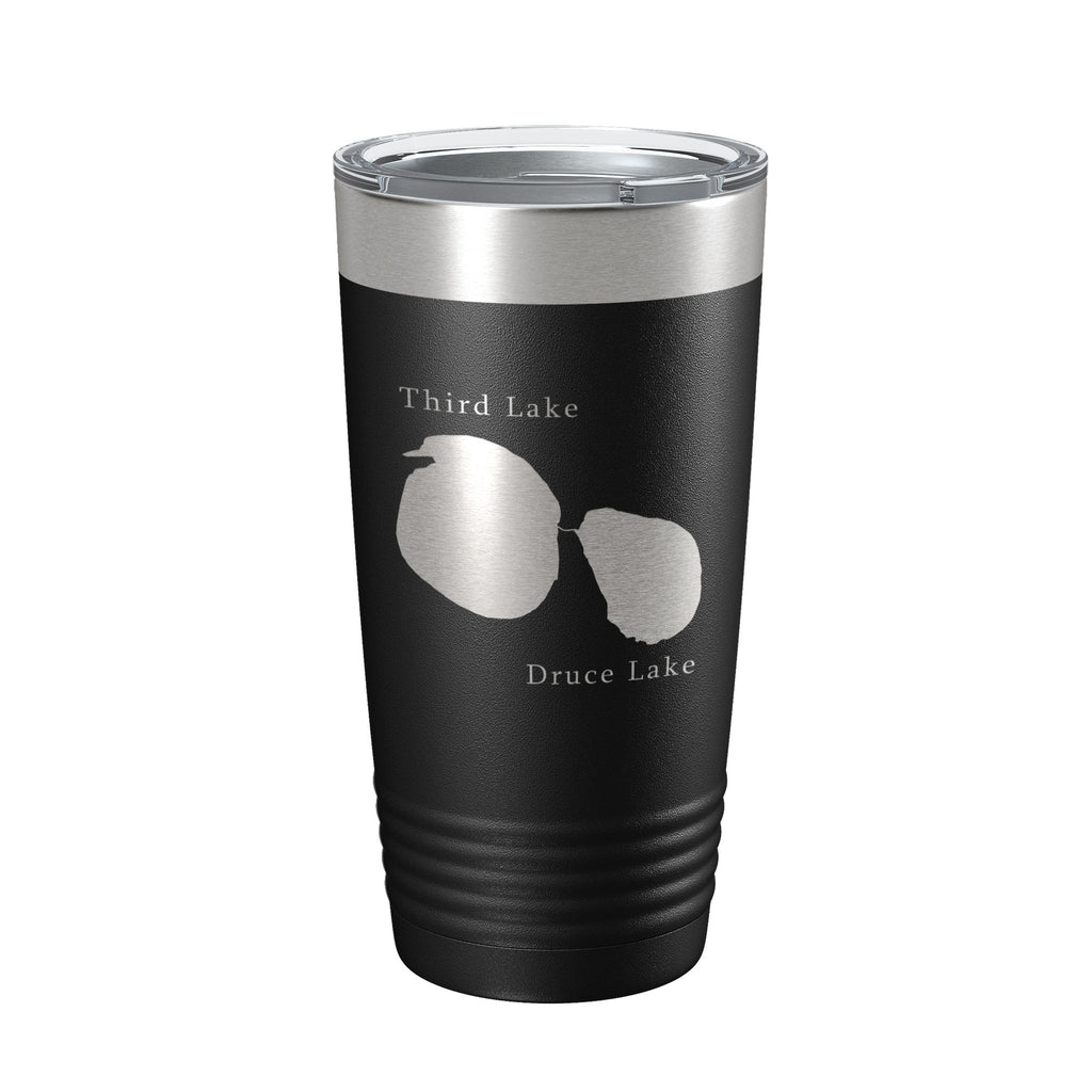 Third and Druce Lakes Map Tumbler Travel Mug Insulated Laser Engraved Coffee Cup Mill Creek Illinois 20 oz