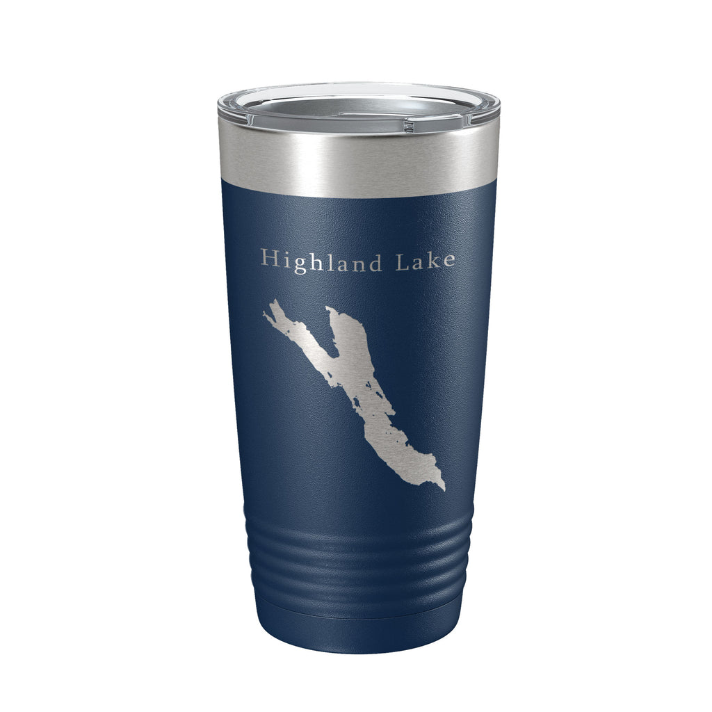 Highland Lake Bridgton Map Tumbler Travel Mug Insulated Laser Engraved Coffee Cup Maine 20 oz