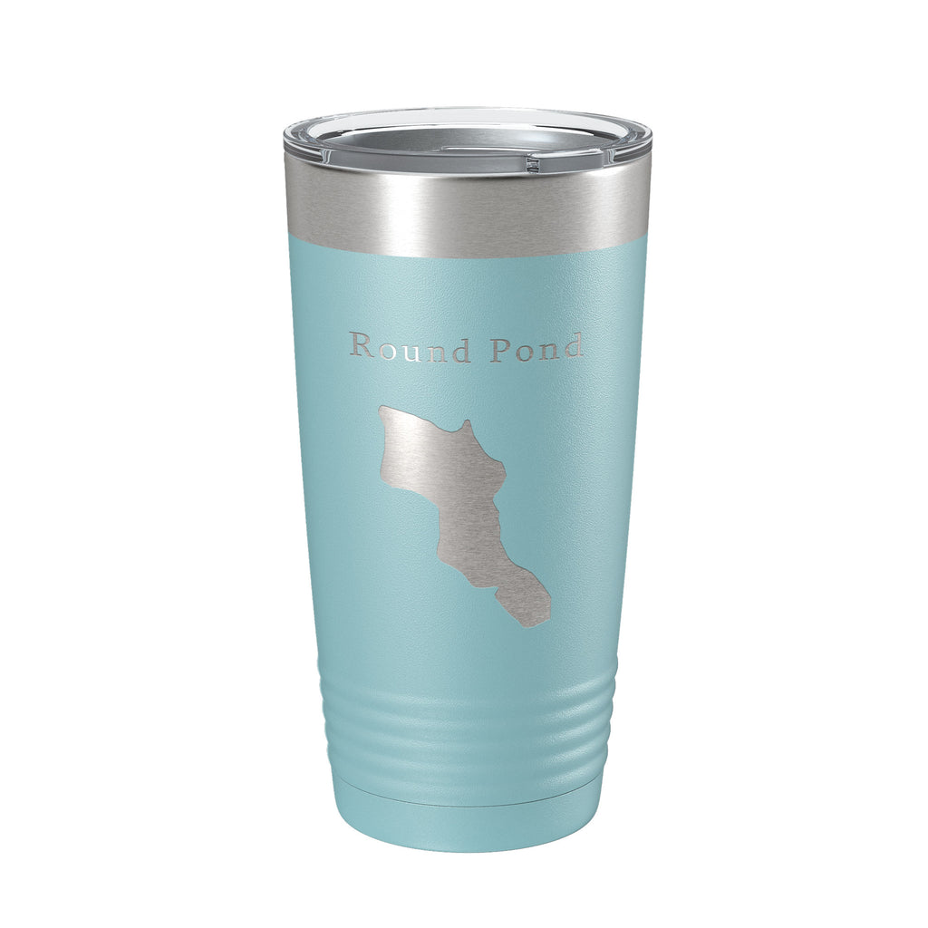 Round Pond Tumbler Lake Map Travel Mug Insulated Laser Engraved Coffee Cup Acadia Maine 20 oz