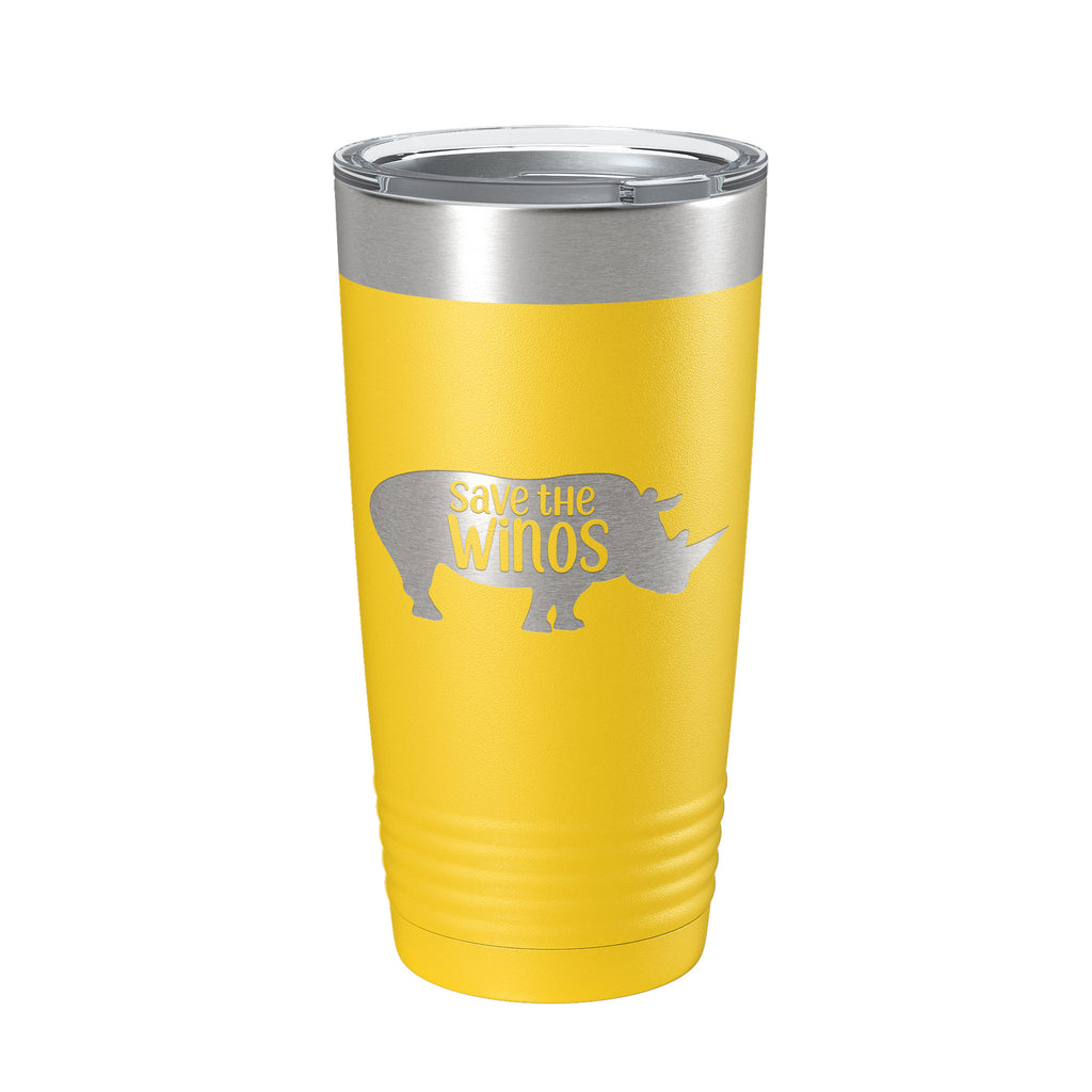 Save The Winos Tumbler Wine Rhinos Travel Mug Insulated Laser Engraved Coffee Cup Gift 20 oz