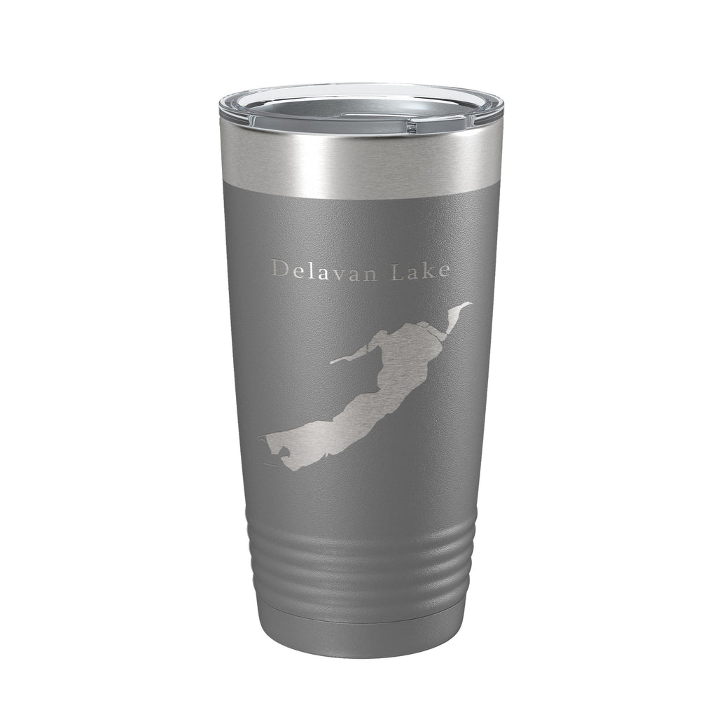 Delavan Lake Map Tumbler Travel Mug Insulated Laser Engraved Coffee Cup Wisconsin 20 oz