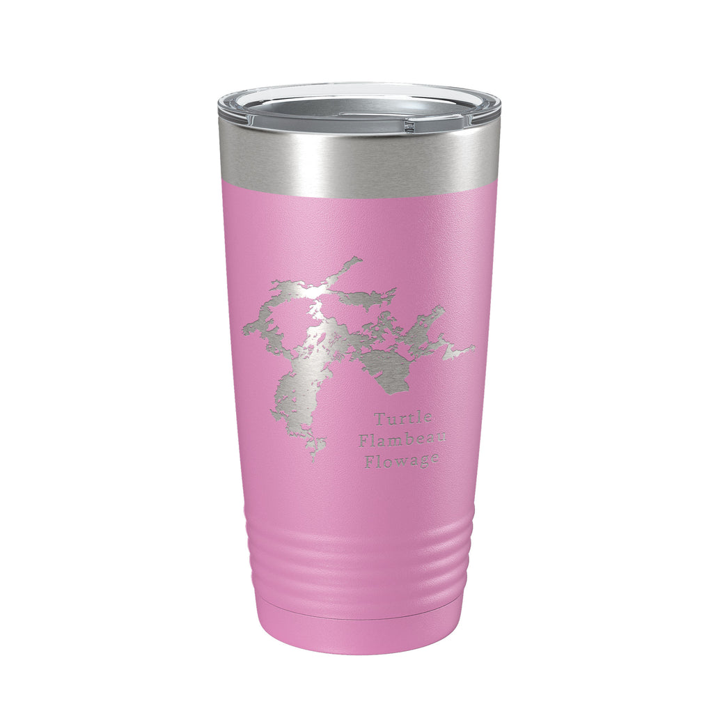 Turtle Flambeau Flowage Tumbler Lake Map Travel Mug Insulated Laser Engraved Coffee Cup Wisconsin 20 oz