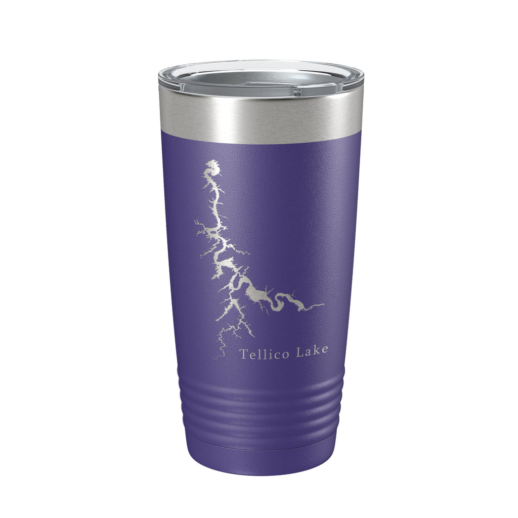 Tellico Lake Map Tumbler Travel Mug Insulated Laser Engraved Coffee Cup Tennessee 20 oz