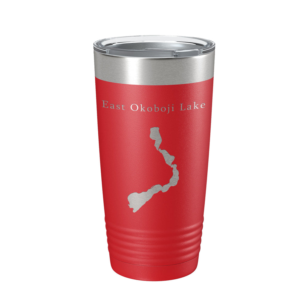 East Okoboji Lake Map Tumbler Travel Mug Insulated Laser Engraved Coffee Cup Iowa 20 oz