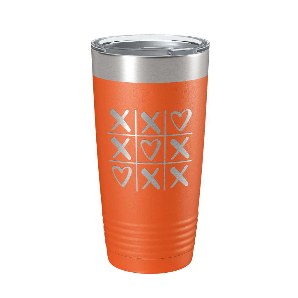 Valentine's Day Tumbler Tic Tac Toe Hearts Travel Mug Insulated Laser Engraved Coffee Cup 20 oz