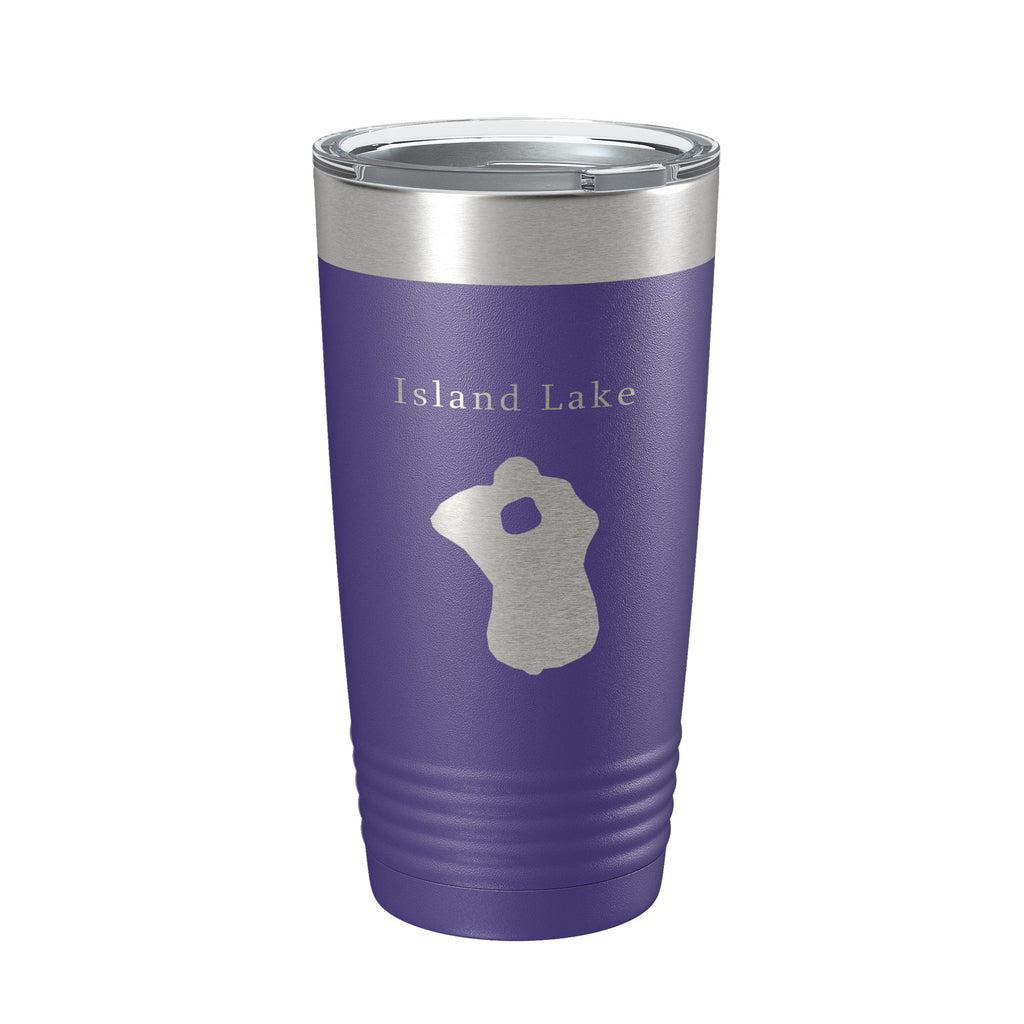 Island Lake Map Tumbler Travel Mug Insulated Laser Engraved Coffee Cup Florida 20 oz