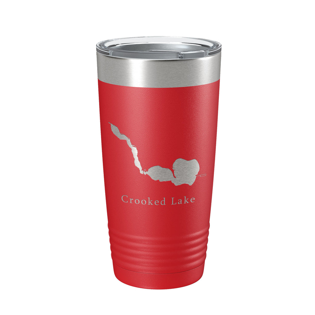 Crooked Lake Map Tumbler Travel Mug Insulated Laser Engraved Coffee Cup Indiana 20 oz