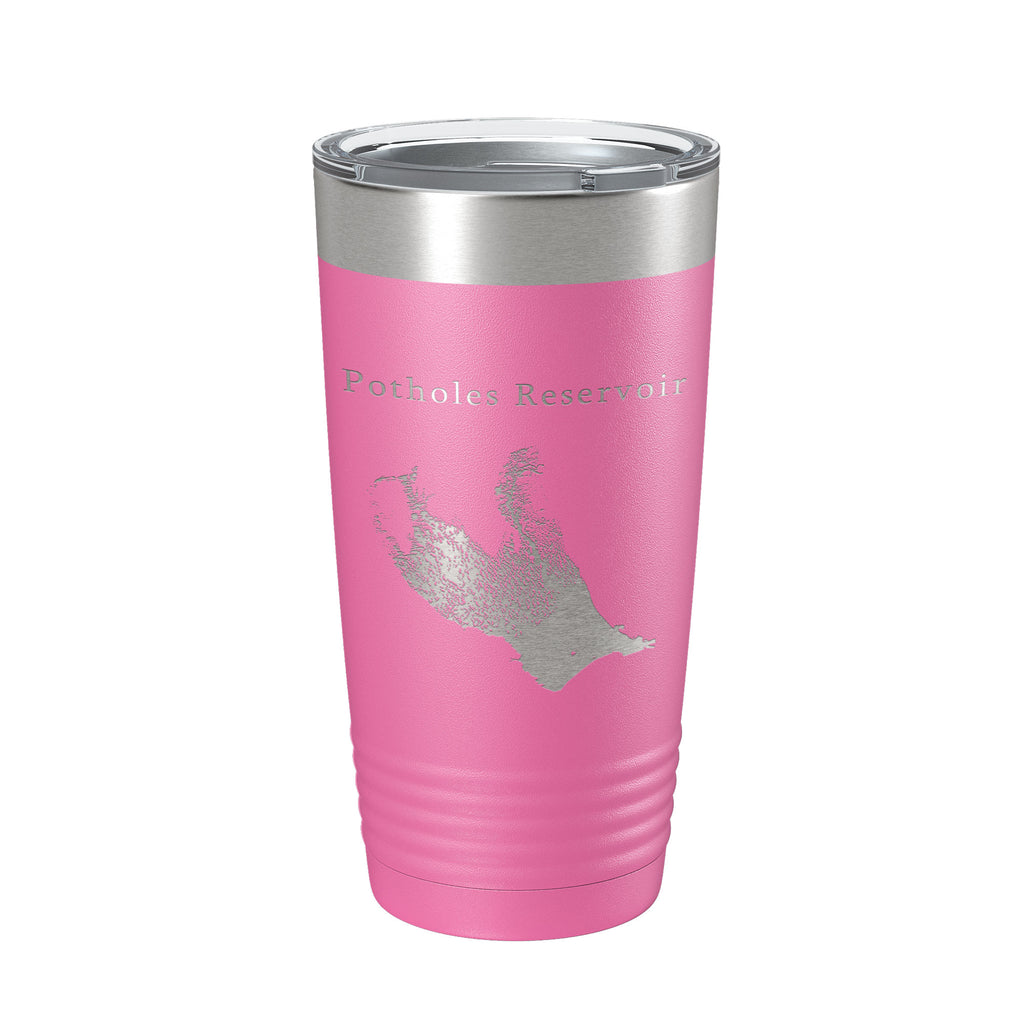 Potholes Reservoir Tumbler Lake Map Travel Mug Insulated Laser Engraved Coffee Cup Washington 20 oz