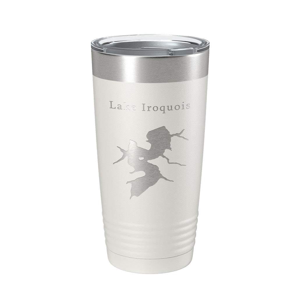 Lake Iroquois Map Tumbler Travel Mug Insulated Laser Engraved Coffee Cup Illinois 20 oz