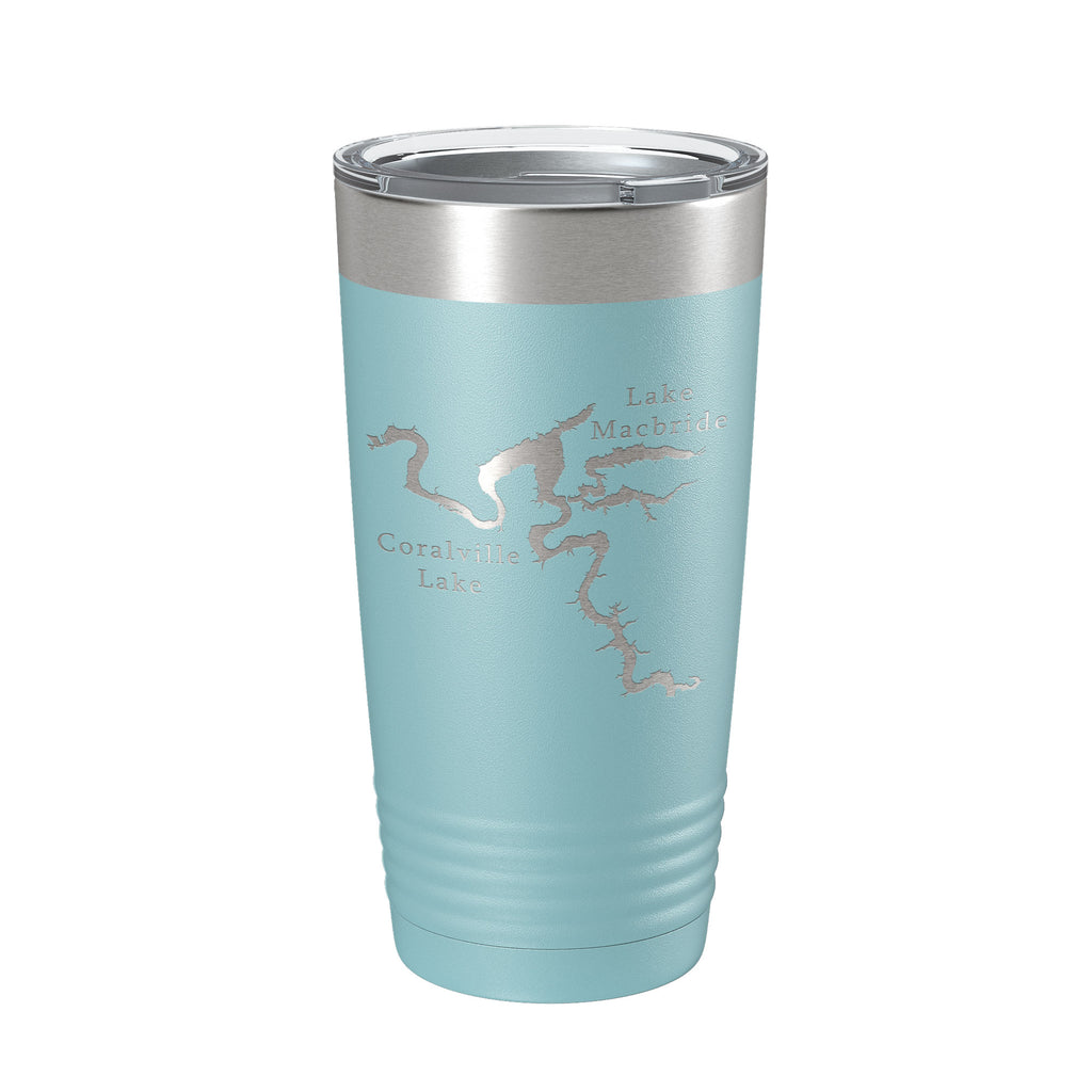 Coralville Lake Macbride Map Tumbler Travel Mug Insulated Laser Engraved Coffee Cup Iowa River 20 oz