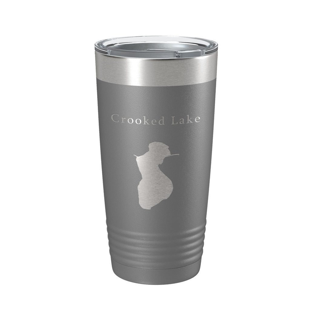 Crooked Lake Map Tumbler Travel Mug Insulated Laser Engraved Coffee Cup Illinois 20 oz