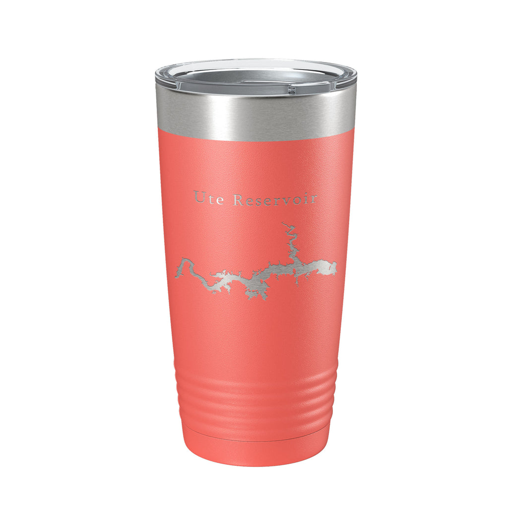 Ute Reservoir Tumbler Lake Map Travel Mug Insulated Laser Engraved Coffee Cup New Mexico 20 oz