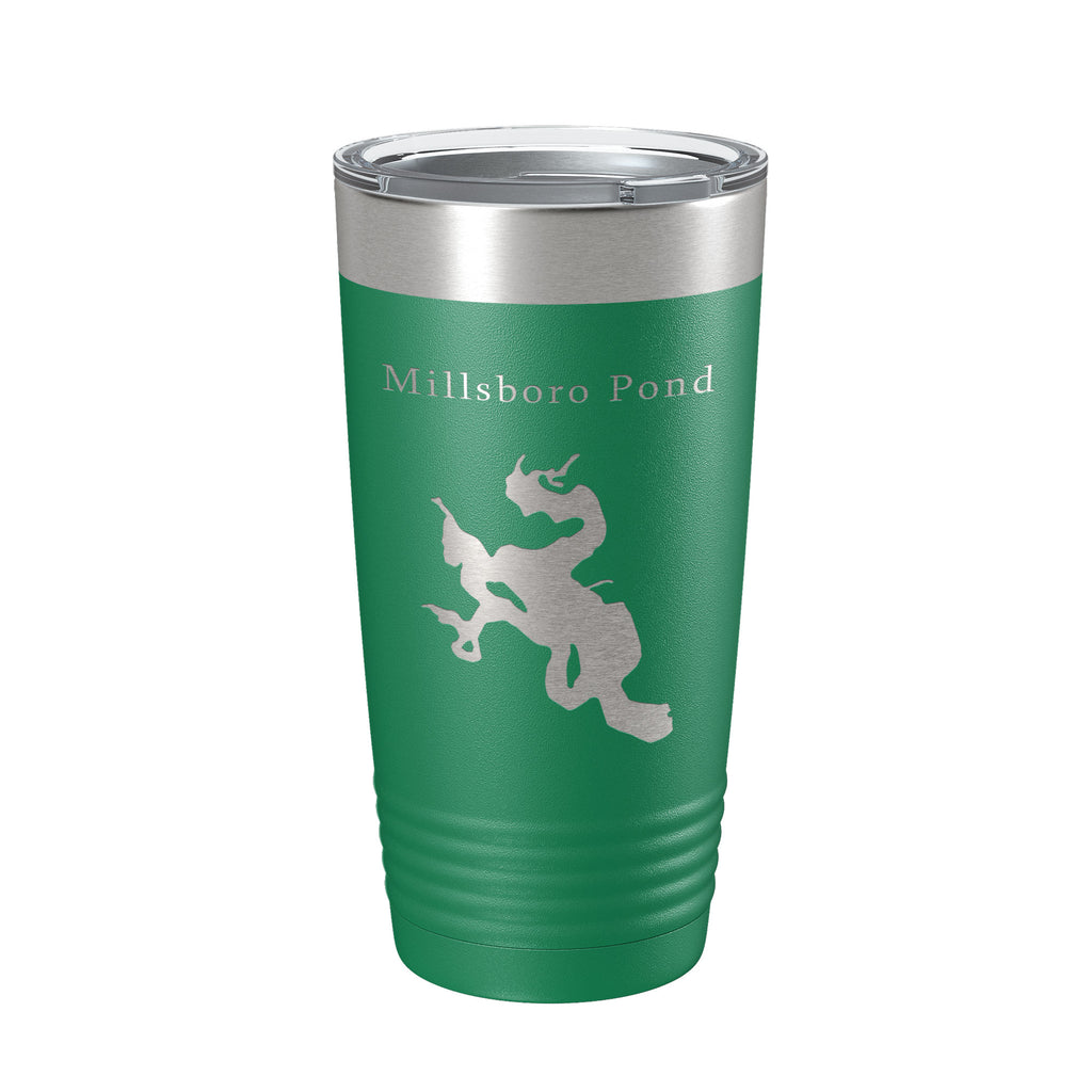 Millsboro Pond Tumbler Lake Map Travel Mug Insulated Laser Engraved Coffee Cup Delaware 20 oz