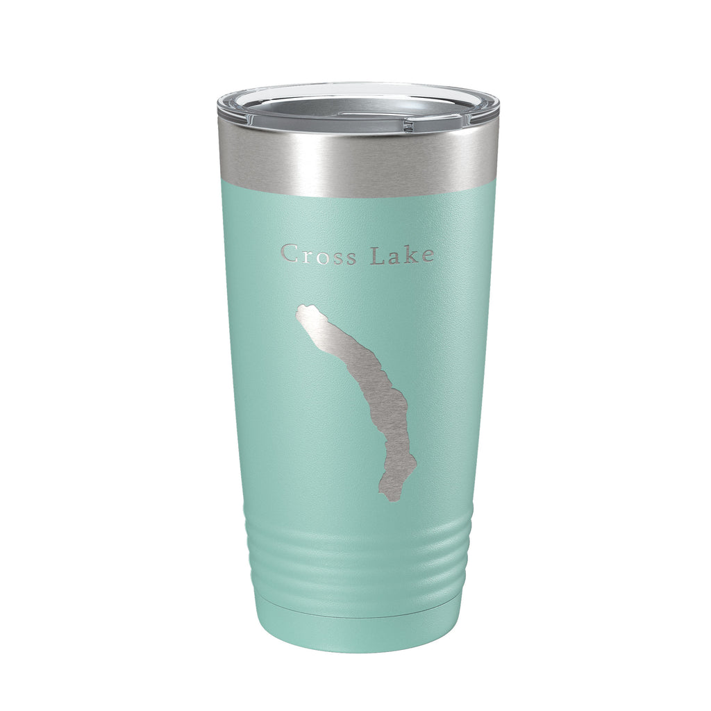 Cross Lake Map Tumbler Travel Mug Insulated Laser Engraved Coffee Cup Maine 20 oz