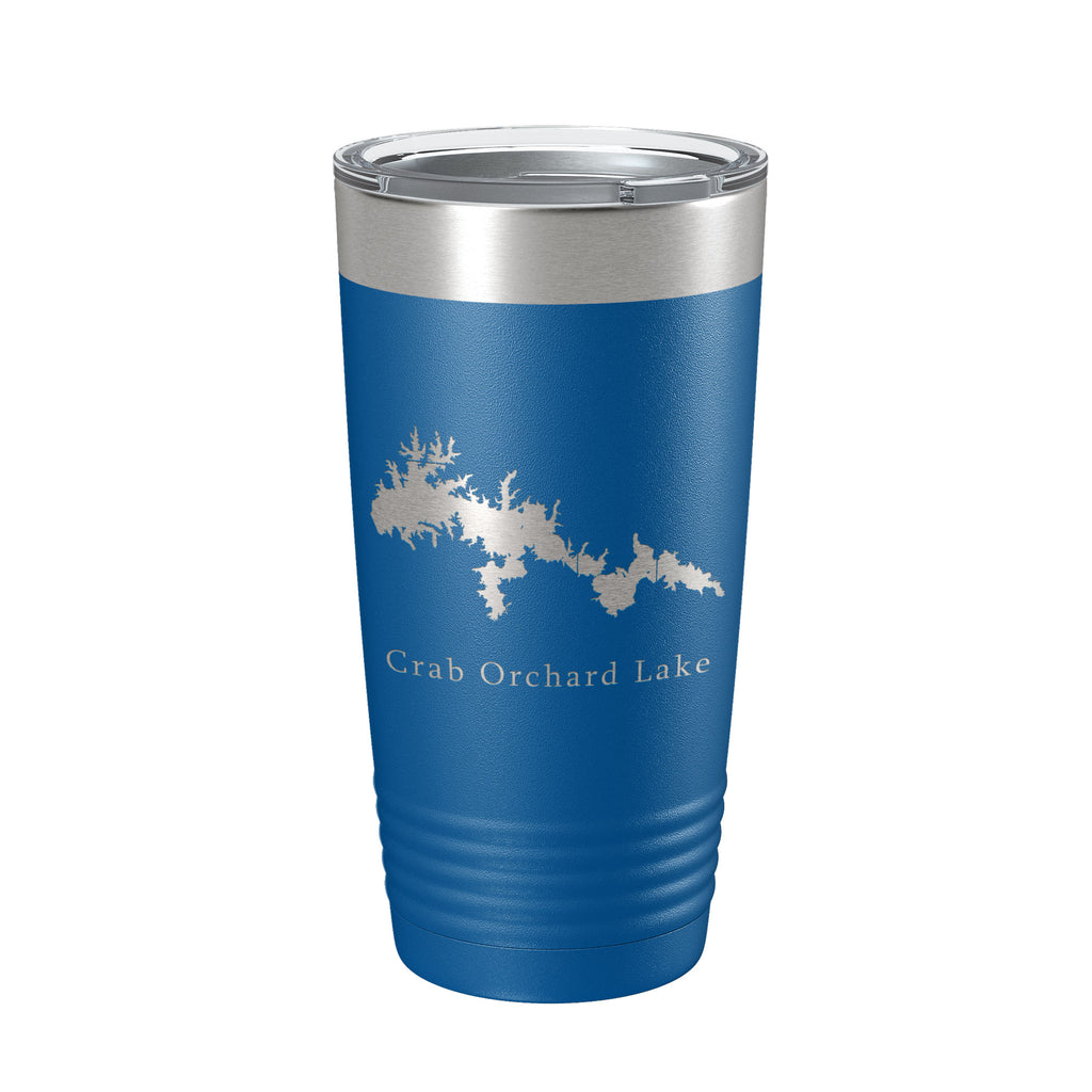 Crab Orchard Lake Map Tumbler Travel Mug Insulated Laser Engraved Coffee Cup Illinois 20 oz