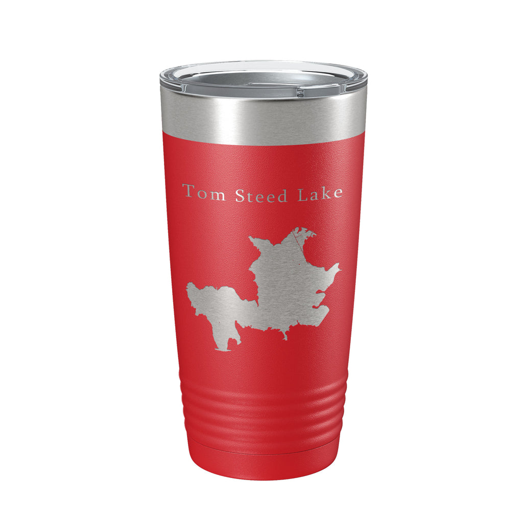 Tom Steed Lake Map Tumbler Travel Mug Insulated Laser Engraved Coffee Cup Oklahoma 20 oz