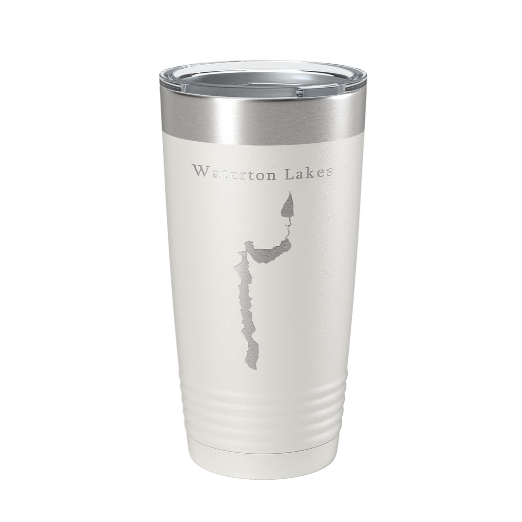 Waterton Lakes Upper Middle Lower Map Tumbler Travel Mug Insulated Laser Engraved Coffee Cup Montana Alberta 20 oz