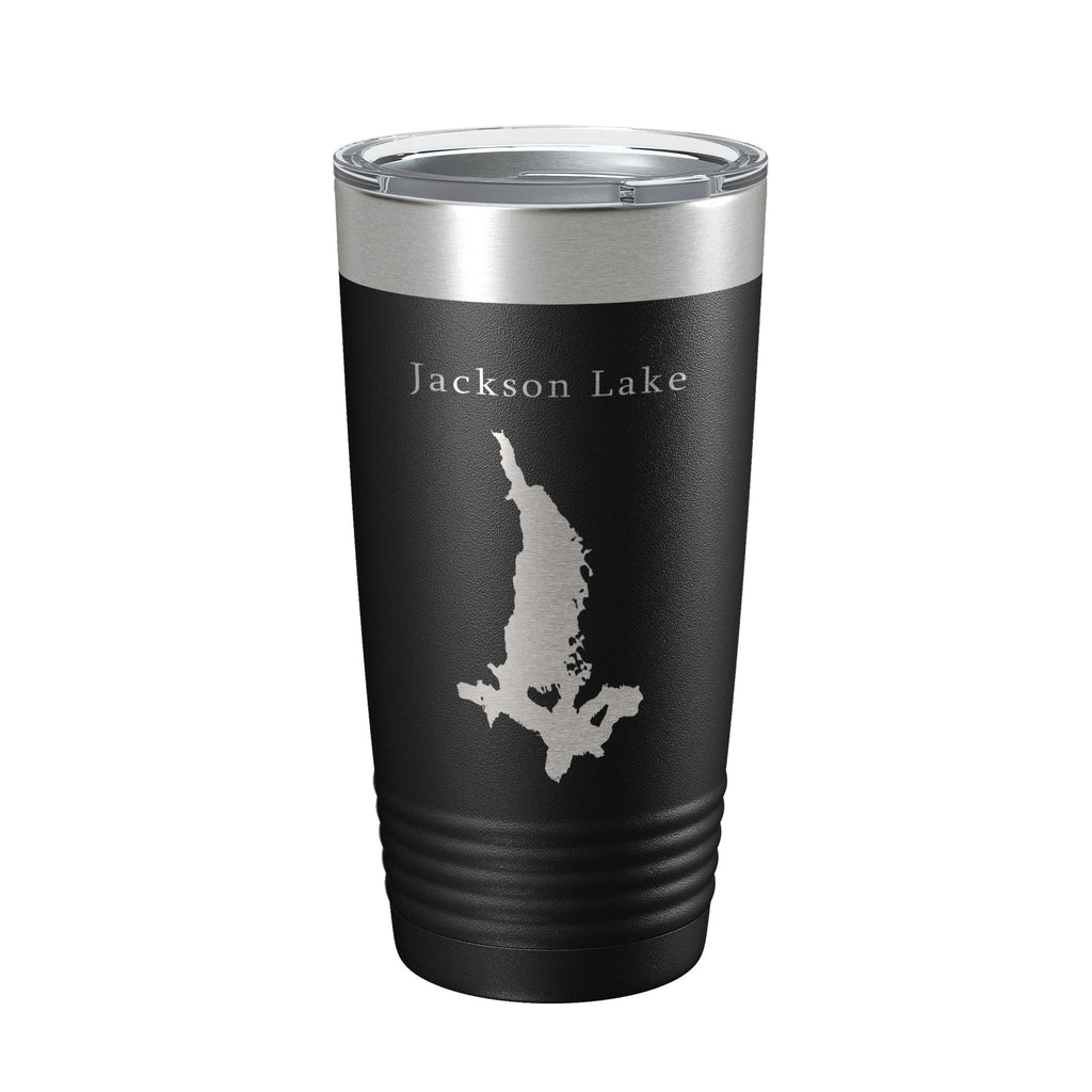 Jackson Lake Map Tumbler Travel Mug Insulated Laser Engraved Coffee Cup Grand Teton Wyoming 20 oz