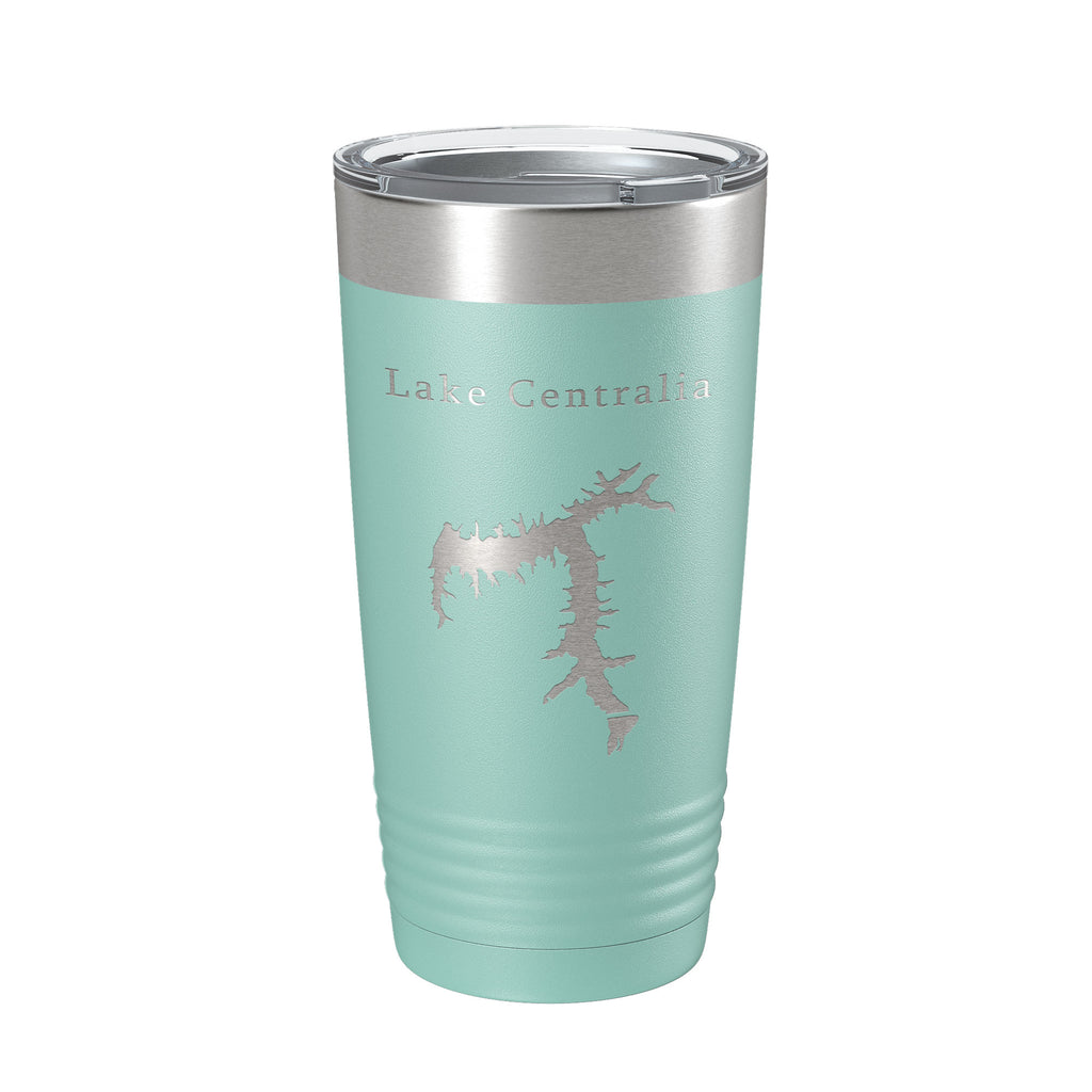 Lake Centralia Map Tumbler Travel Mug Insulated Laser Engraved Coffee Cup Illinois 20 oz