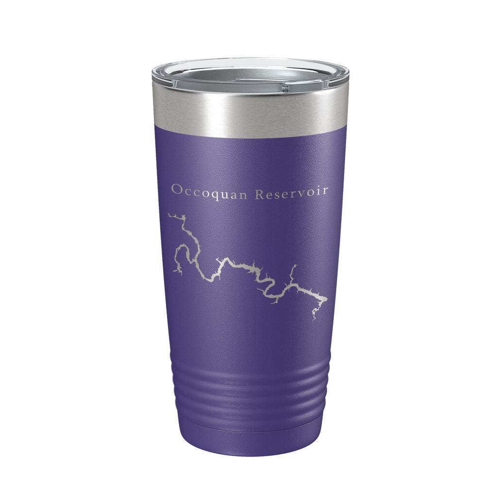 Occoquan Reservoir Tumbler Lake Map Travel Mug Insulated Laser Engraved Coffee Cup Fountainhead Regional Park Virginia 20 oz