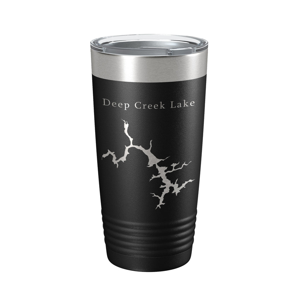 Deep Creek Lake Map Tumbler Travel Mug Insulated Laser Engraved Coffee Cup Maryland 20 oz