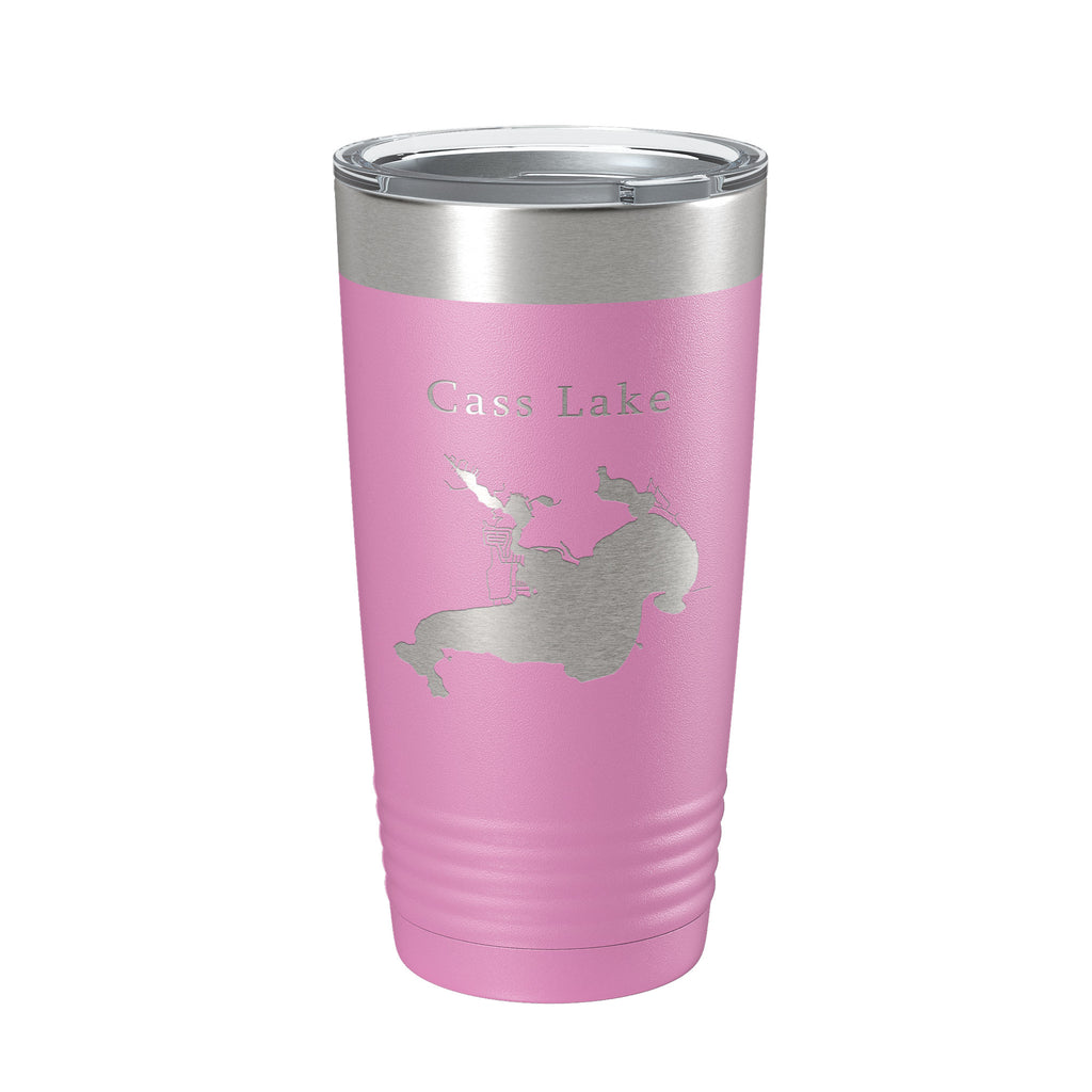 Cass Lake Map Tumbler Travel Mug Insulated Laser Engraved Coffee Cup Michigan 20 oz