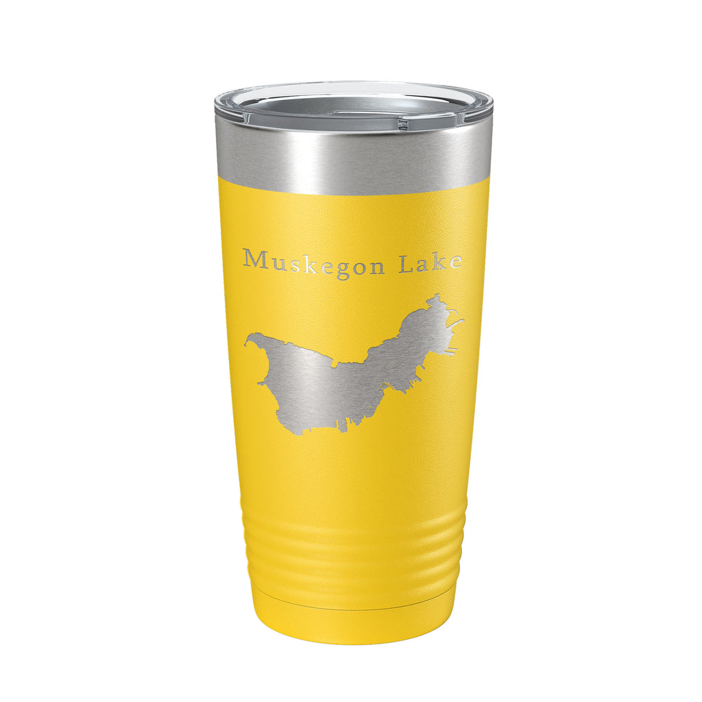 Muskegon Lake Map Tumbler Travel Mug Insulated Laser Engraved Coffee Cup Michigan 20 oz