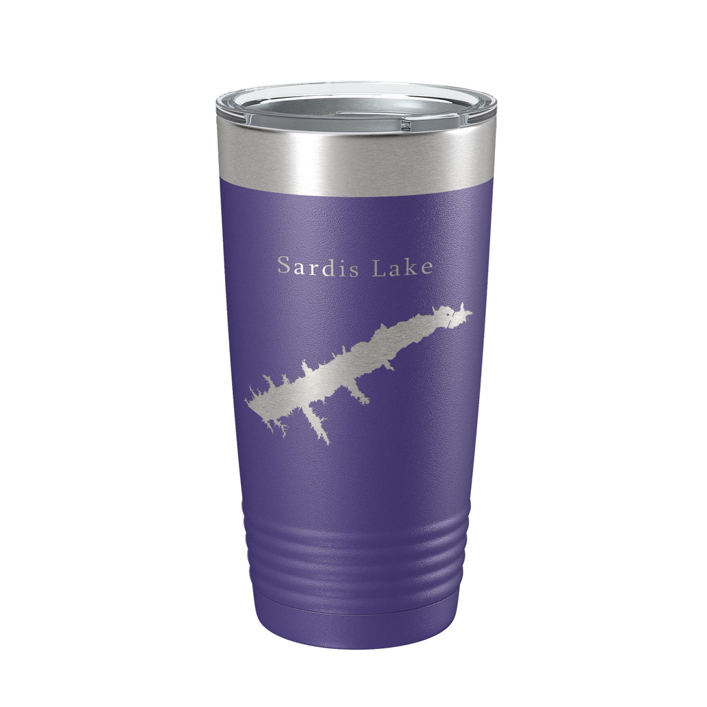 Sardis Lake Map Tumbler Travel Mug Insulated Laser Engraved Coffee Cup Mississippi 20 oz