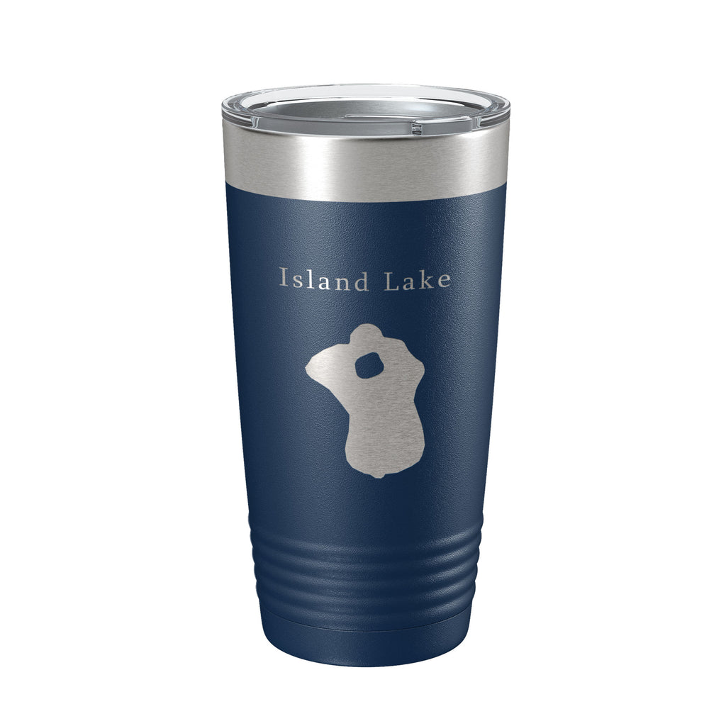 Island Lake Map Tumbler Travel Mug Insulated Laser Engraved Coffee Cup Florida 20 oz