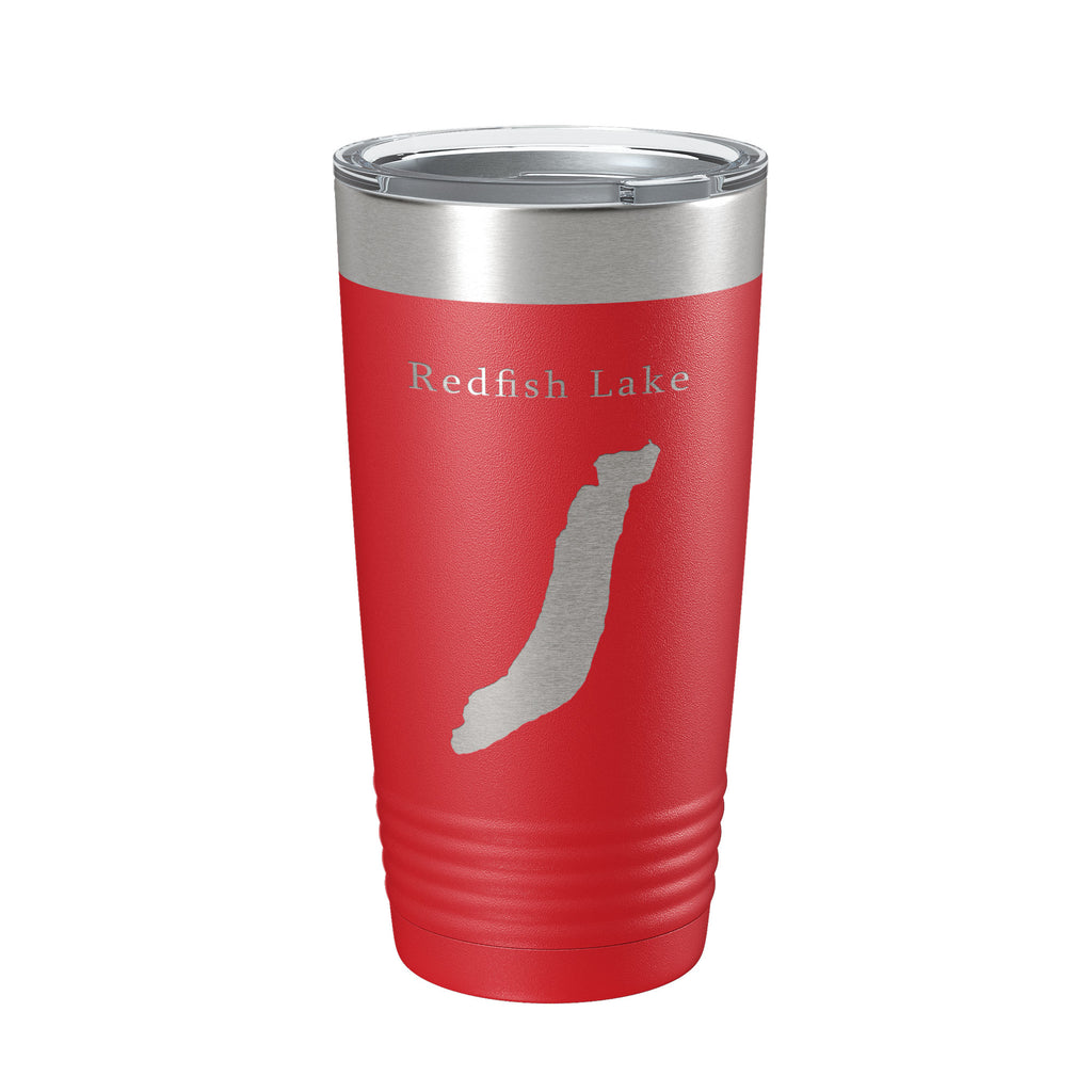 Redfish Lake Map Tumbler Travel Mug Insulated Laser Engraved Coffee Cup Idaho 20 oz