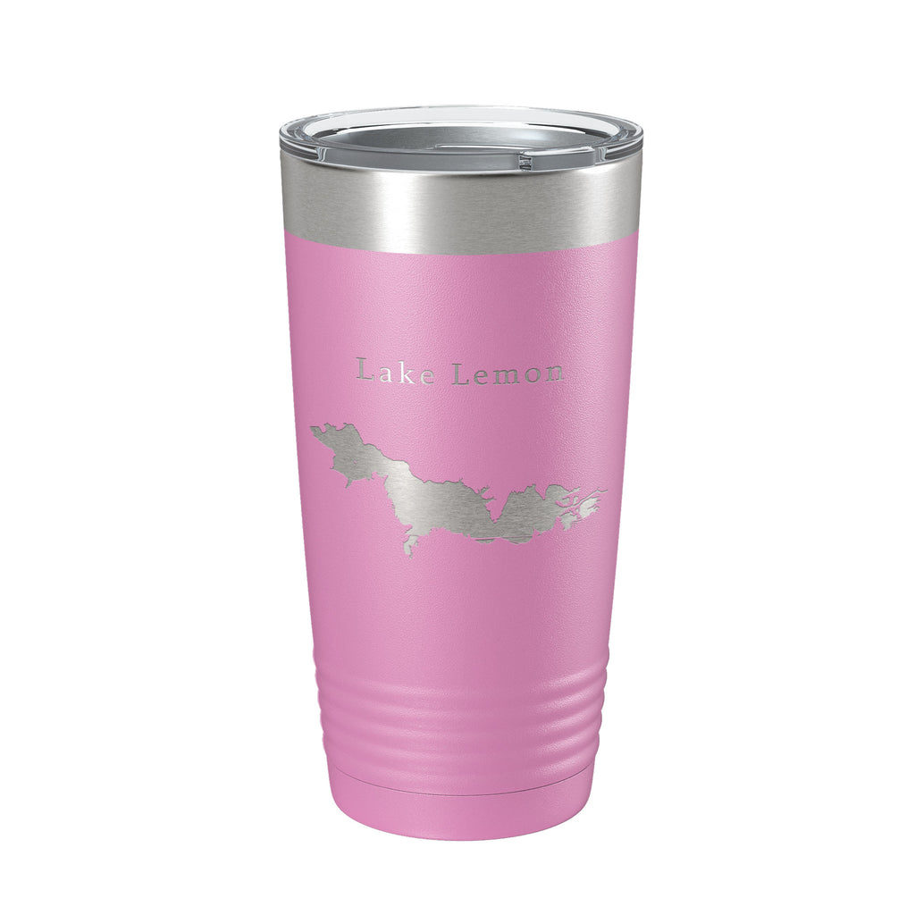 Lake Lemon Map Tumbler Travel Mug Insulated Laser Engraved Coffee Cup Indiana 20 oz