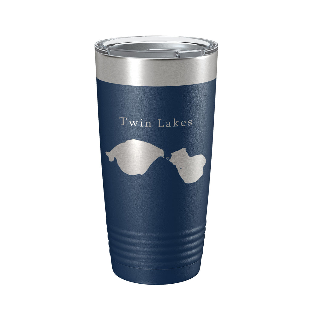 Twin Lakes Map Tumbler Travel Mug Insulated Laser Engraved Coffee Cup Lewiston Montmorency County Michigan 20 oz